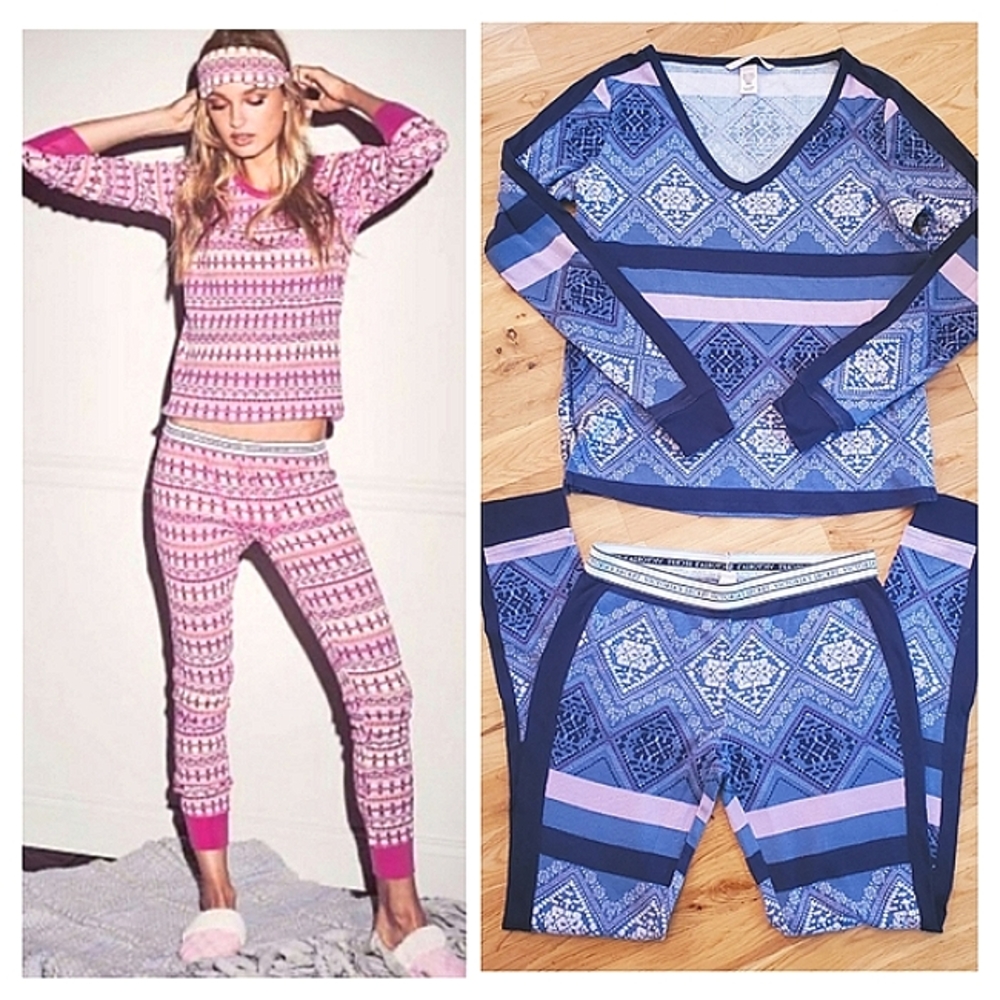 Victoria's Secret Thermal Diamond Stripe Pajama Set S… Gem